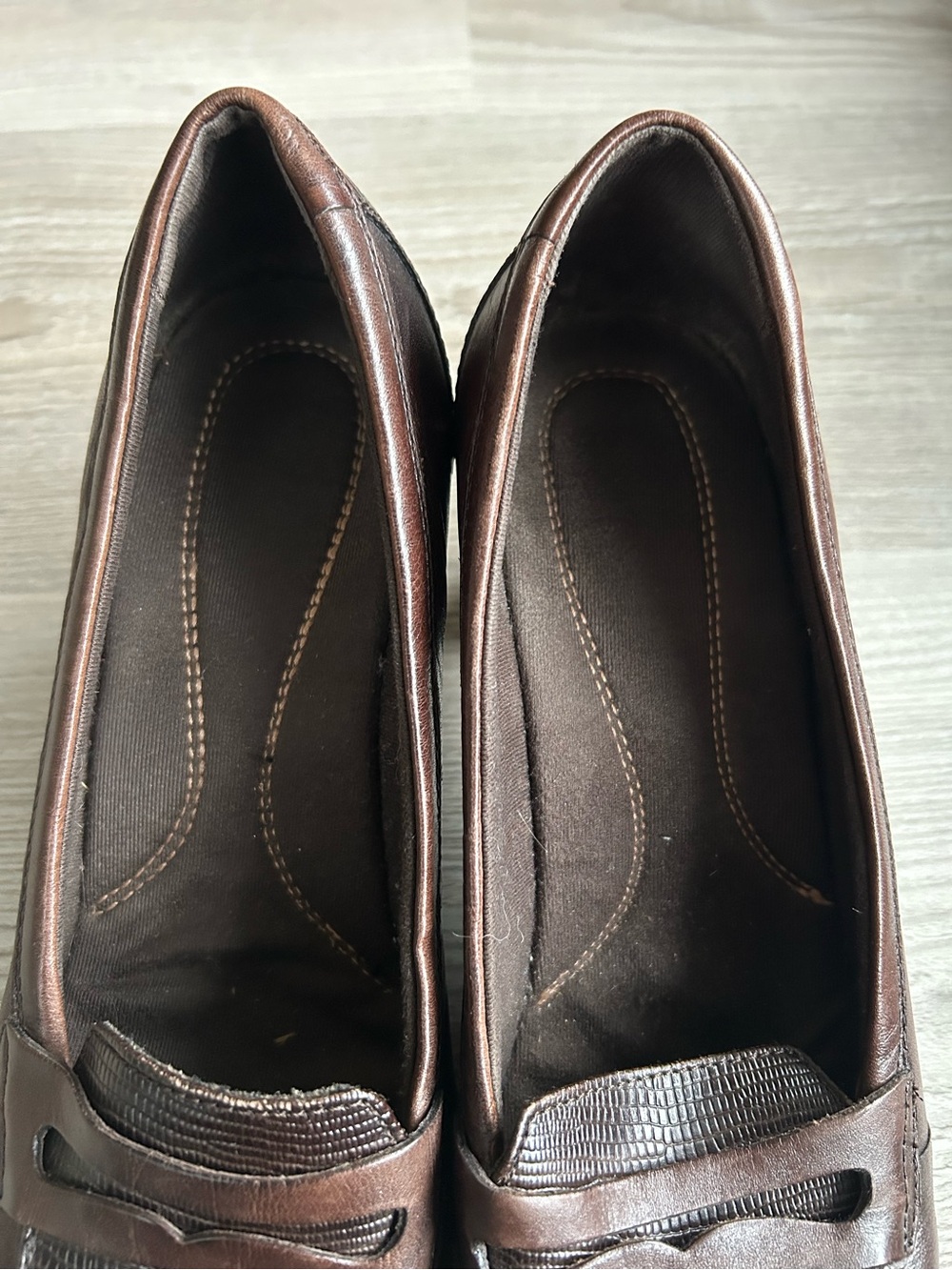 Clarks Bendables Leather Penny Loafer Heel Sz 9W - Picture 6 of 12